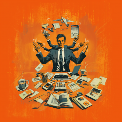 Business Man Multitasking Illustration