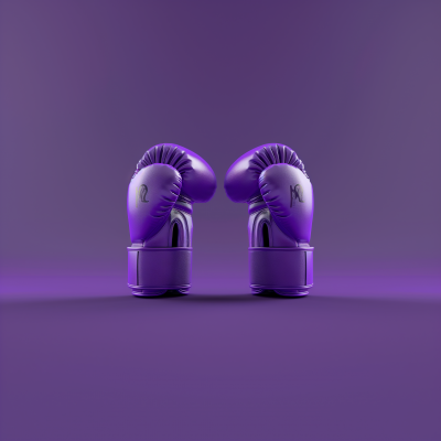 Purple Boxing Gloves with Credit Cards