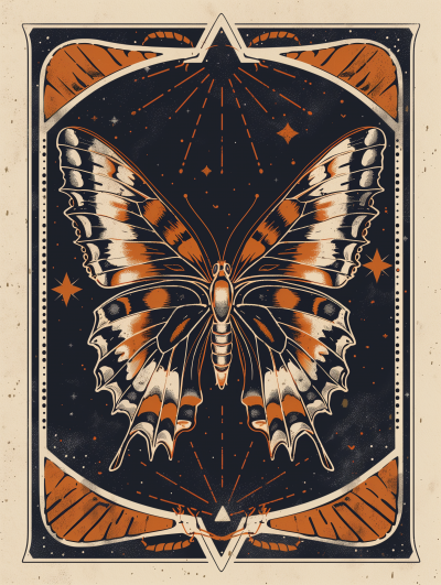 Vintage Butterfly Tarot Card