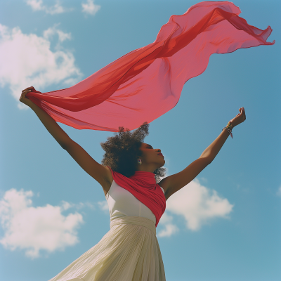 African American Lady Dancing with Scarf