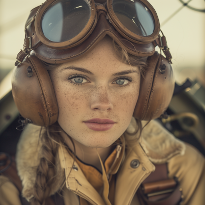 Vintage Retro Style Germany Lady Pilot