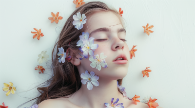 Girl Portrait with Flowers