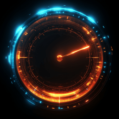 Digital Modern Orange and Cyan Dark Speedometer