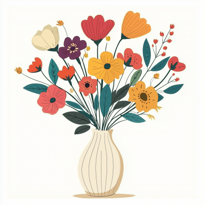 Colorful Flowers in Vase