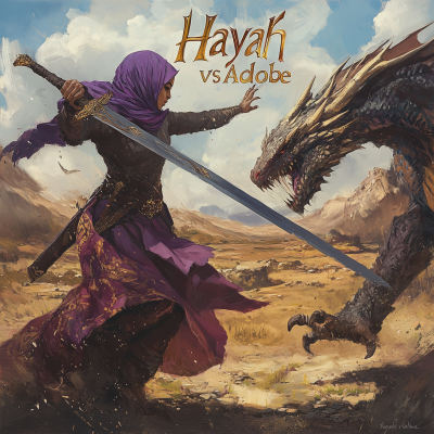 Battle Between Woman in Hijab and Dragon