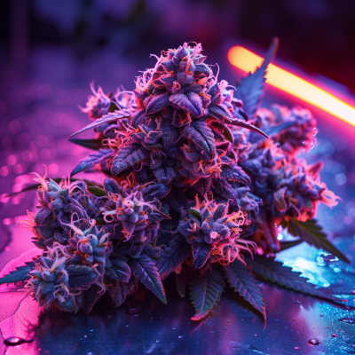 Cannabis Bud with Neon Lighting