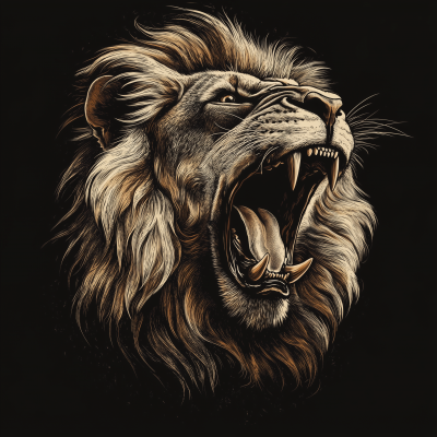 Roaring Lion Vintage Illustration