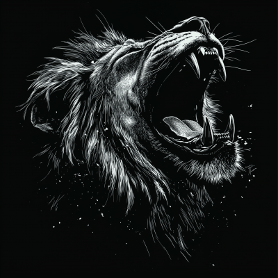 Vintage Roaring Lion Screenprint Design