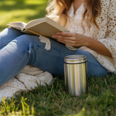 Woman Reading a Book in a Park