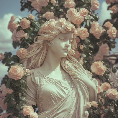 Greek Goddess Statue in Anime Style