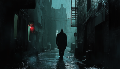 Mysterious Shadowy Figure in Urban Alley