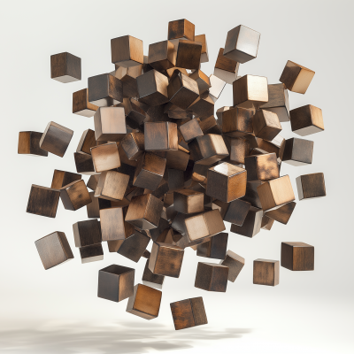 Explosion of Light and Shade Wood Cubes