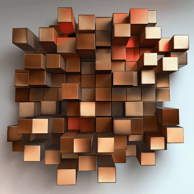 Cubic Malleable Mesh with Light Shade Wood Cubes