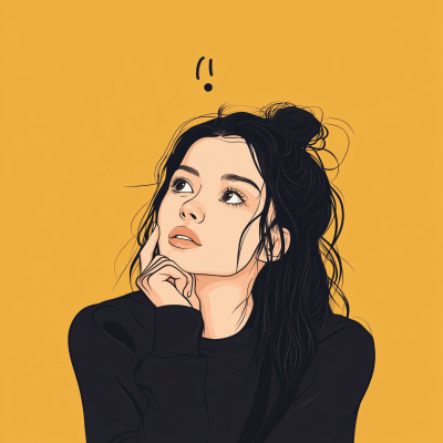 Thoughtful Girl Vector Art