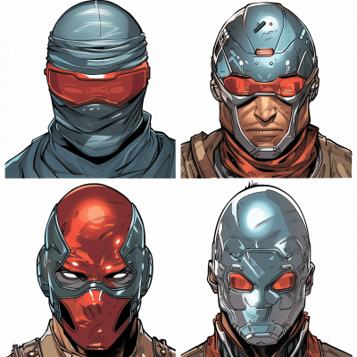 Comic Book Style Isolated Heads