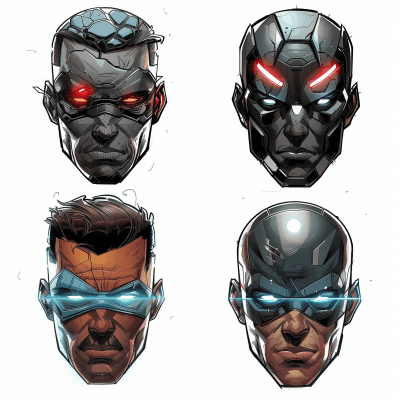 Comic Book Style Isolated Heads