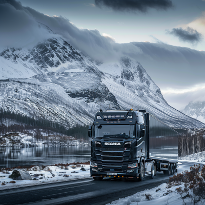 Scania R Truck on Mountain Background