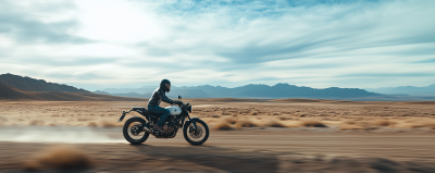 Man Riding Yamaha XSR700 in a Sunny Spring Afternoon