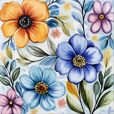 Hand-painted Watercolor Flowers Pattern