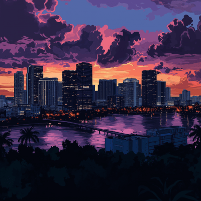 Miami Skyline at Sunset