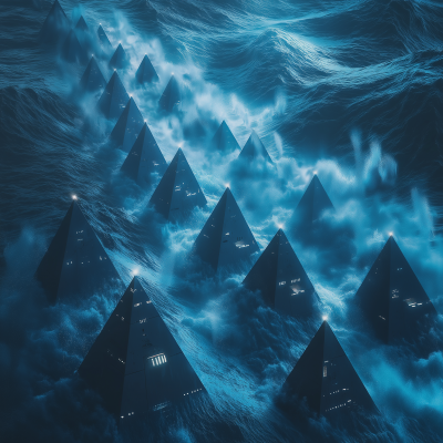 Futuristic Pyramids in the Ocean