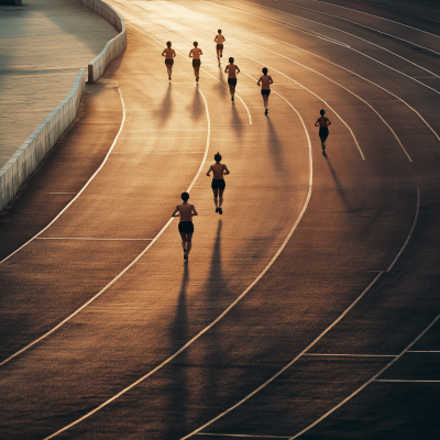 Asian descent people running race