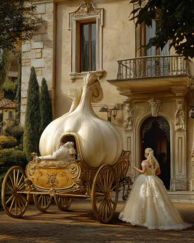 Giant Garlic Carriage at Italian Villa