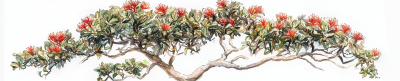 Pohutukawa Tree Watercolour Illustration