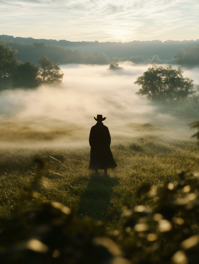 Cowboy in Wisconsin Landscape