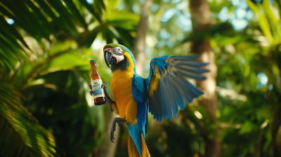 Parrot with Bottle of Beer