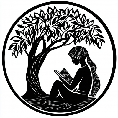 Circle Logo Concept: Girl Reading Under a Tree