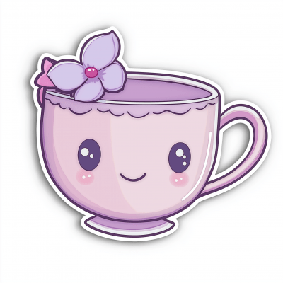 Kawaii Teacup Sticker Cutout