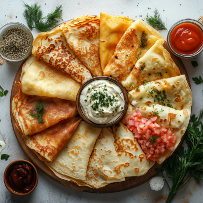 Russian Pancakes with Different Fillings