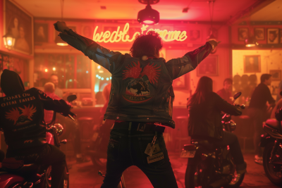 Hell’s Angel Biker Dancing in Marseille Biker’s Club