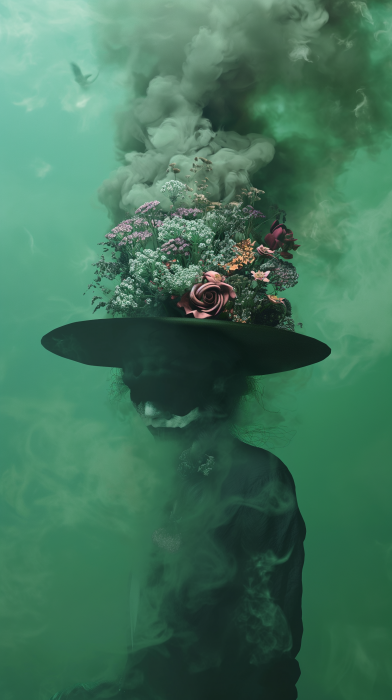 Witch with Flower Face