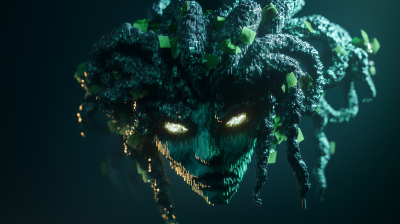 Minecraft Medusa Character with Realistic Lighting