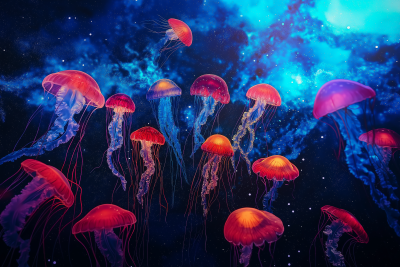 Bioluminescent Jellyfish in Galaxy