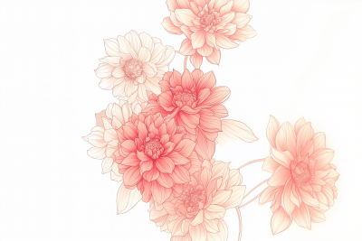 Pink Line Art Flower Decoration Illustration