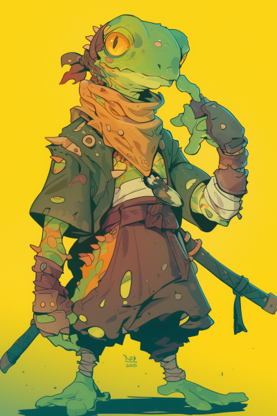 Reptilian Ninja with Frog