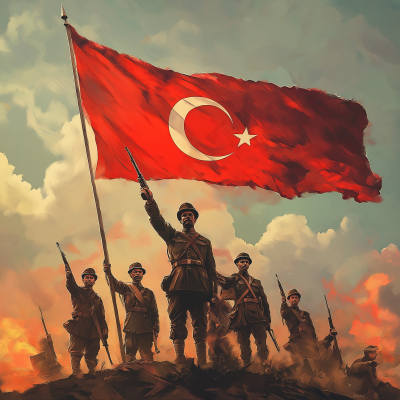 Turkish Soldiers Celebrating Victory Day