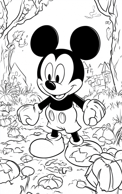 Halloween Mickey Mouse Coloring Page