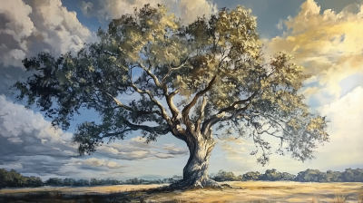 Centenary Oak Tree Impressionist Oil Painting