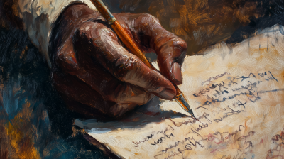 Oil Painting of a Handwriting Black Person