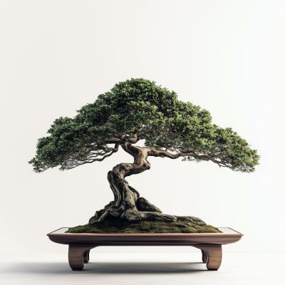 Minimalistic Bonsai Tree on White Background