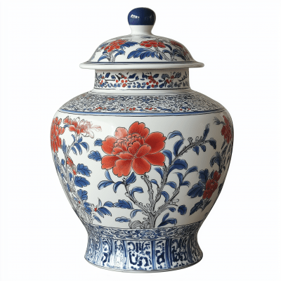 Traditional Chinese Jar on White Counter