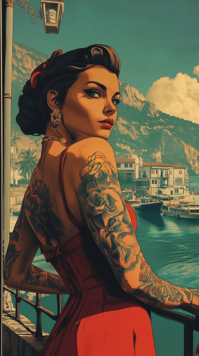 Vintage GTA 5 style tattoo convention poster