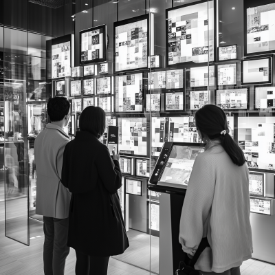 Monochrome Ledger Stacks in Dubai Mall