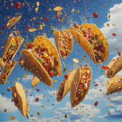 Tacos raining from the sky