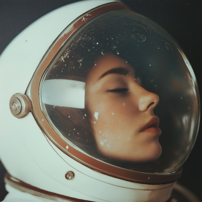 Woman in Astronaut Helmet