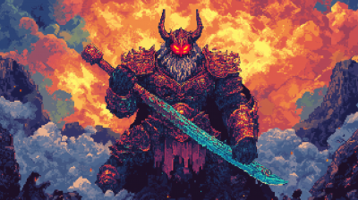 Pixel Art Demon God Army